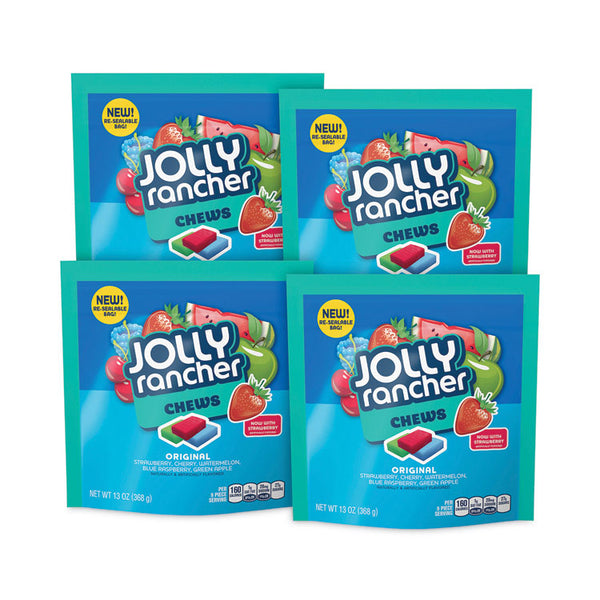 Jolly Rancher® Chews Candy, Assorted Flavors, 13 oz Pouches, 4/Carton, Ships in 1-3 Business Days (GRR24600300)