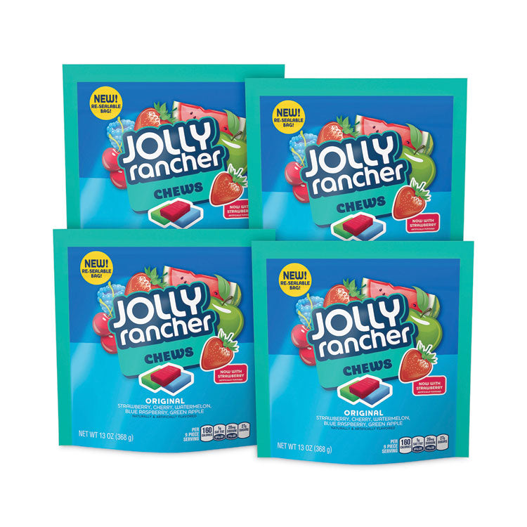 Jolly Rancher® Chews Candy, Assorted Flavors, 13 oz Pouches, 4/Carton, Ships in 1-3 Business Days (GRR24600300) Each