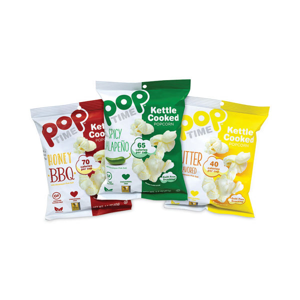 popTIME™ Kettle Cooked Popcorn Variety Pack, Assorted Flavors, 1 oz Bag, 24/Carton, Ships in 1-3 Business Days (GRR20902646) Each