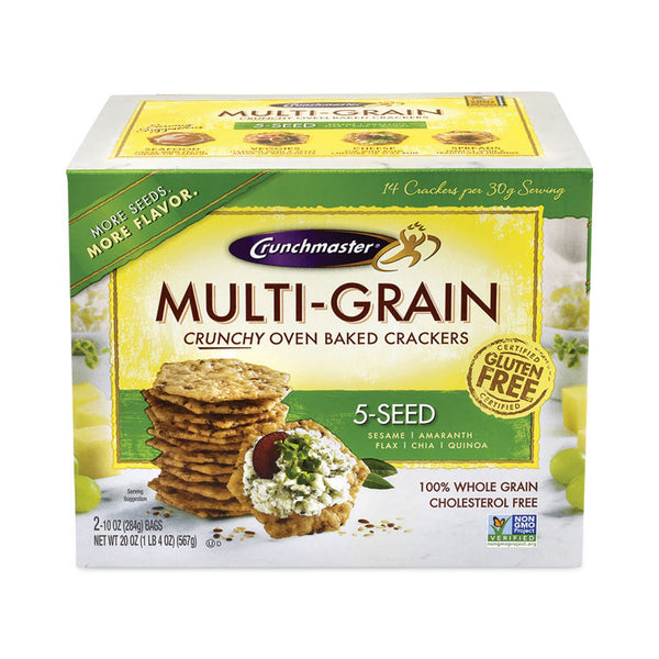 Crunchmaster® 5-Seed Multi-Grain Crunchy Oven Baked Crackers, Whole Wheat, 10 oz Bag, 2 Bags/Box, Ships in 1-3 Business Days (GRR22000757) Each