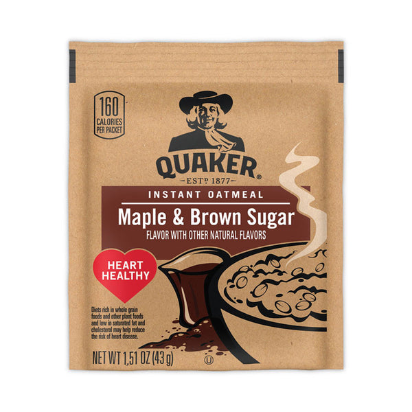 Quaker® Instant Oatmeal, Maple and Brown Sugar, 1.51 oz Packet, 40/Carton, Ships in 1-3 Business Days (GRR22000754)