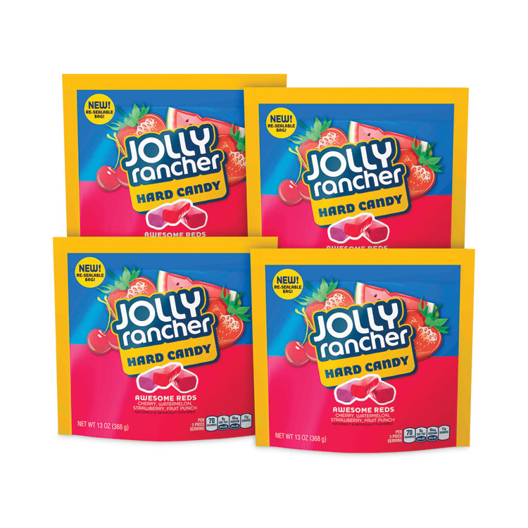 Jolly Rancher® Awesome Reds Hard Candy Assortment, Assorted Flavors, 13 oz Pouches, 4/Carton, Ships in 1-3 Business Days (GRR24600306) Each