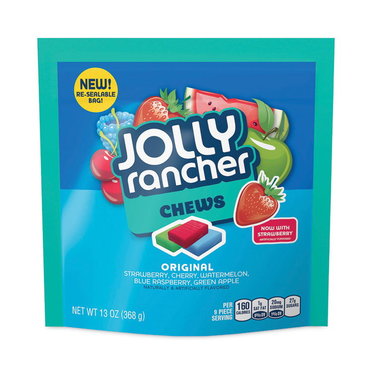 Jolly Rancher® Chews Candy, Assorted Flavors, 13 oz Pouches, 4/Carton, Ships in 1-3 Business Days (GRR24600300) Each