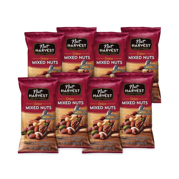 Nut Harvest® Deluxe Mixed Nuts, 2.25 oz Pouch, 8/Carton, Ships in 1-3 Business Days (GRR29500005) Each