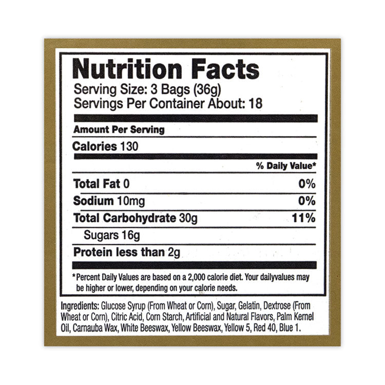 Haribo® Goldbears Gummi Candy, 0.4 oz Pouches, Lemon; Orange; Pineapple; Rasberry; Strawberry, 54/Carton, Ships in 1-3 Business Days (GRR20900181) Each