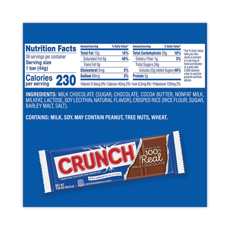 Nestlé® Crunch Bar, Individually Wrapped, 1.55 oz, 36/Carton, Ships in 1-3 Business Days (GRR20900164) Each