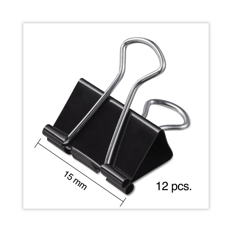 Universal® Binder Clips, Mini, Black/Silver, 12/Box (UNV10199)