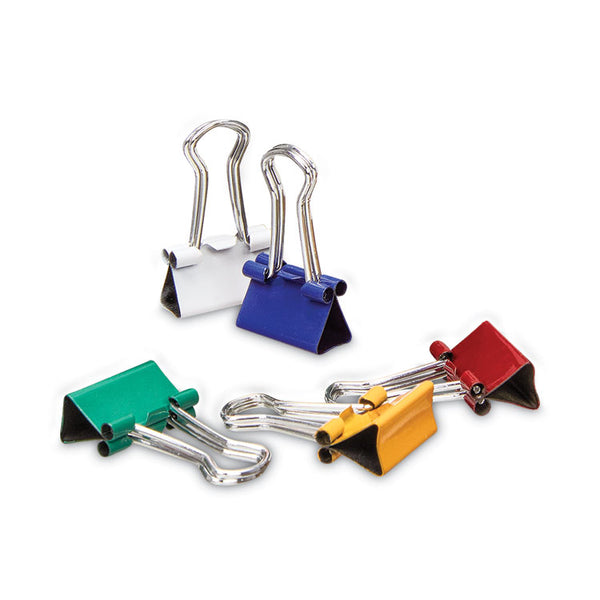 Universal® Binder Clips with Storage Tub, Mini, Assorted Colors, 60/Pack (UNV31027)