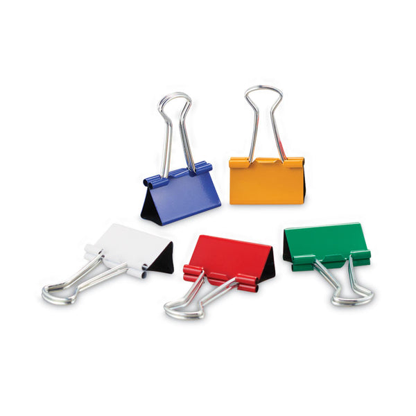 Universal® Binder Clips with Storage Tub, Medium, Assorted Colors, 24/Pack (UNV31029)