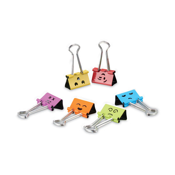 Universal® Emoji Themed Binder Clips with Storage Tub, Medium, Assorted Colors, 42/Pack (UNV31031)