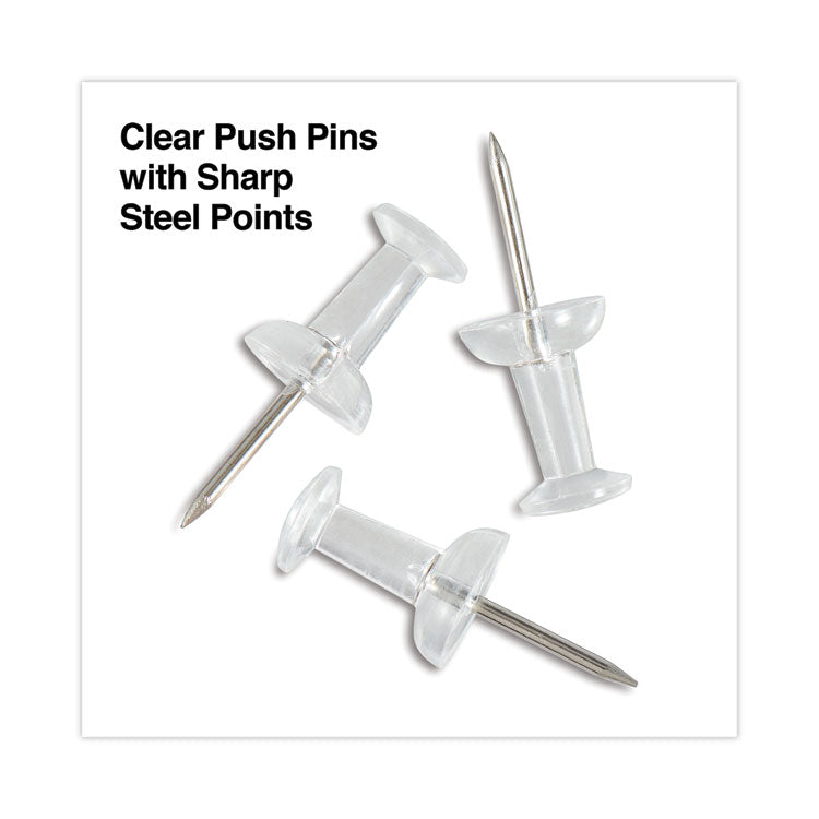 Universal® Clear Push Pins, Plastic, Clear, 0.38", 400/Pack (UNV31306)