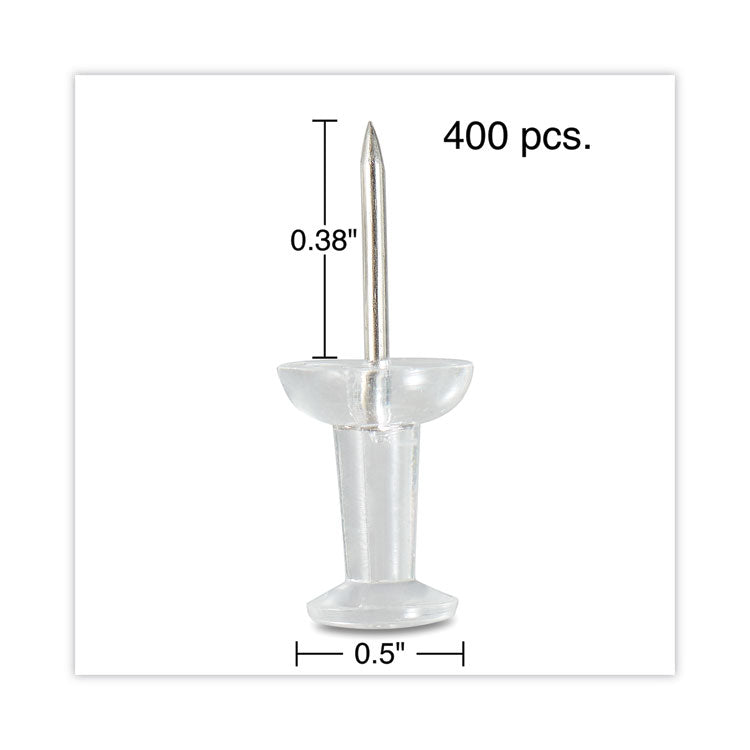 Universal® Clear Push Pins, Plastic, Clear, 0.38", 400/Pack (UNV31306)