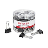 Universal® Binder Clips with Storage Tub, Small, Black/Silver, 40/Pack (UNV11140) Pack of 40