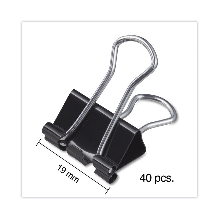 Universal® Binder Clips with Storage Tub, Small, Black/Silver, 40/Pack (UNV11140) Pack of 40