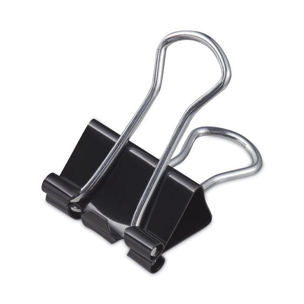 Universal® Binder Clips with Storage Tub, Small, Black/Silver, 40/Pack (UNV11140)