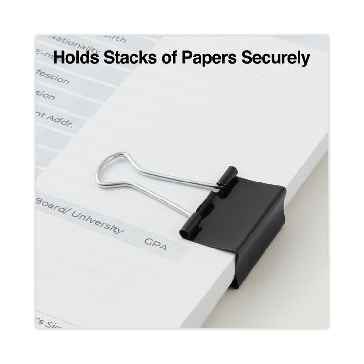 Universal® Binder Clips with Storage Tub, Medium, Black/Silver, 24/Pack (UNV11124) Pack of 24
