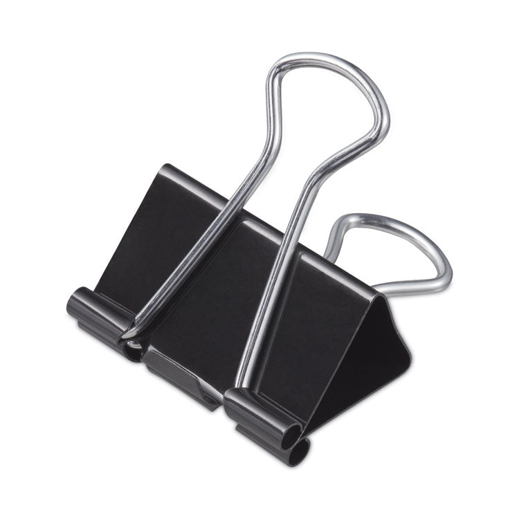 Universal® Binder Clips with Storage Tub, Medium, Black/Silver, 24/Pack (UNV11124) Pack of 24