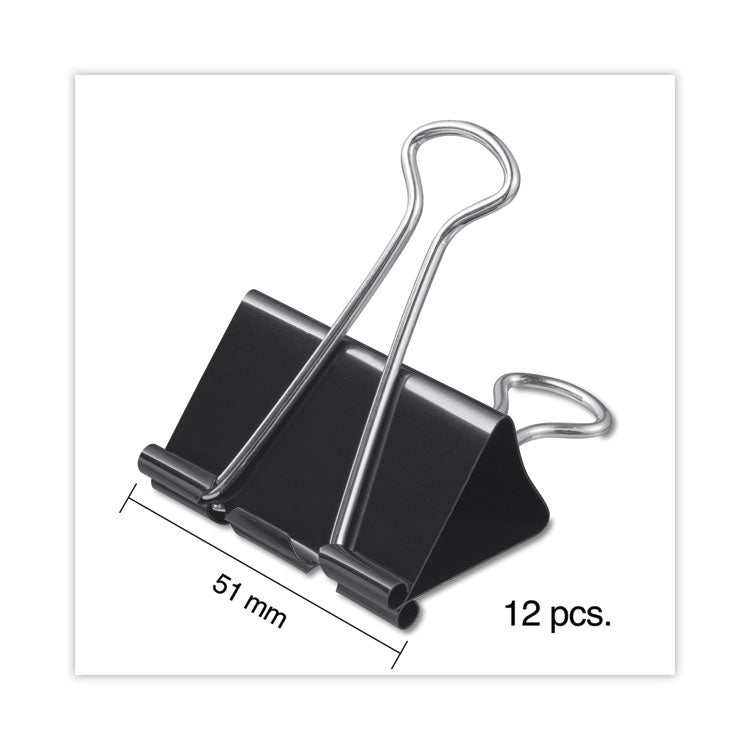 Universal® Binder Clips with Storage Tub, Large, Black/Silver, 12/Pack (UNV11112) Pack of 12