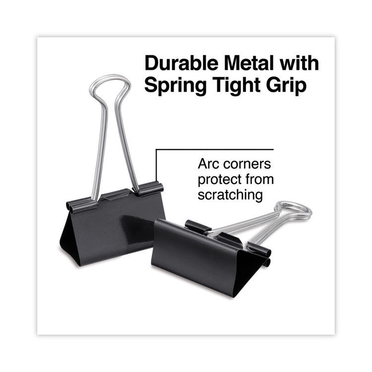 Universal® Binder Clips with Storage Tub, Large, Black/Silver, 12/Pack (UNV11112) Pack of 12