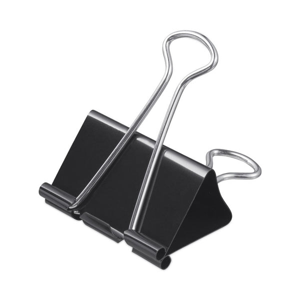 Universal® Binder Clips with Storage Tub, Large, Black/Silver, 12/Pack (UNV11112)
