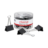 Universal® Binder Clips with Storage Tub, Large, Black/Silver, 12/Pack (UNV11112) Pack of 12