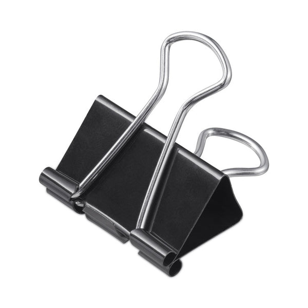 Universal® Binder Clips with Storage Tub, Mini, Black/Silver, 60/Pack (UNV11060)