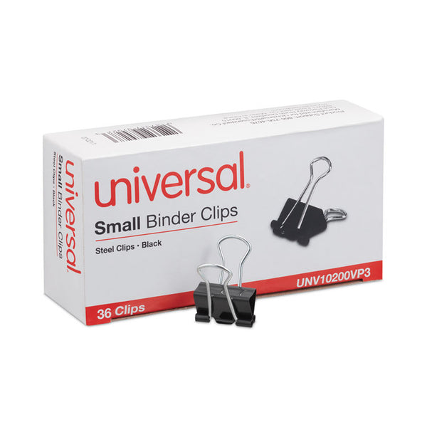 Universal® Binder Clips Value Pack, Small, Black/Silver, 36/Box (UNV10200VP3)