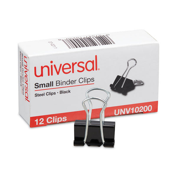 Universal® Binder Clips, Small, Black/Silver, 12/Box (UNV10200)