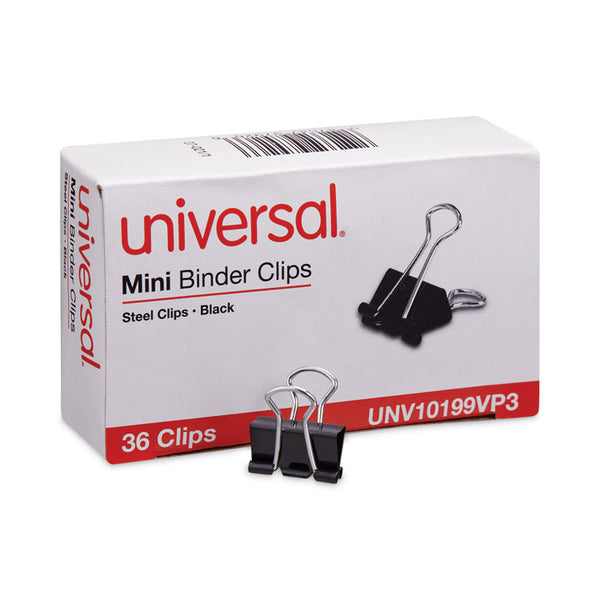 Universal® Binder Clip Value Pack, Mini, Black/Silver, 36/Box (UNV10199VP3)
