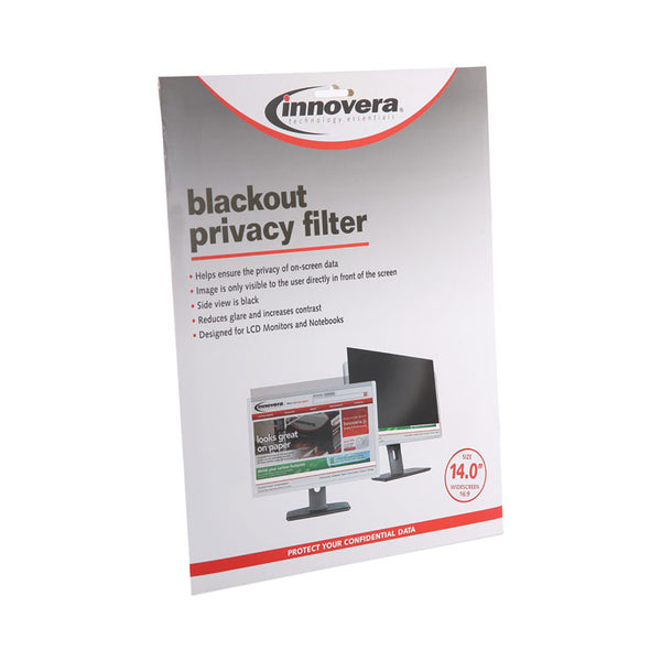 Innovera® Blackout Privacy Filter for 14" Widescreen Laptop, 16:9 Aspect Ratio (IVRBLF140W)