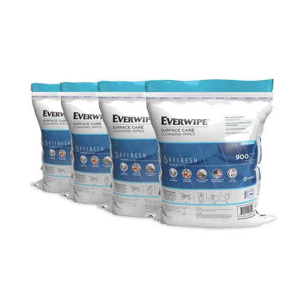 Everwipe™ Cleaning and Deodorizing Wipes, 1-Ply, 8 x 6, Lemon, White, 900/Bag, 4 Bags/Carton (TRK192813)