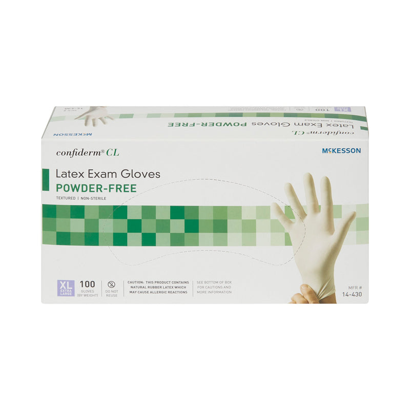 McKesson Confiderm® Exam Glove X-Large NonSterile Latex Standard Cuff Length Textured Fingertips Ivory Not Rated (921595_CS) 1000/CS