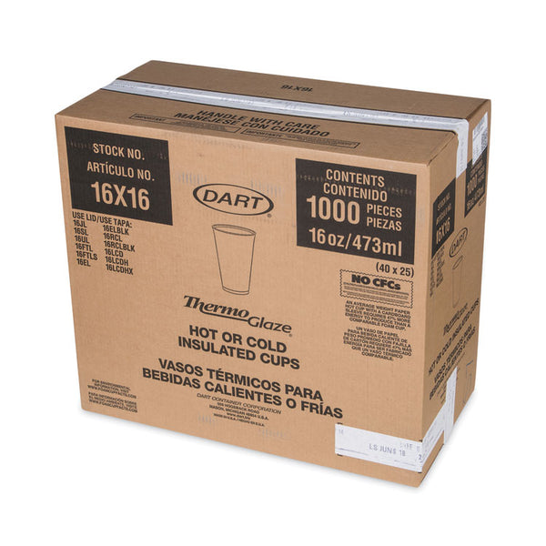 Dart® Cafe G Foam Hot/Cold Cups, 16 oz, Brown/Green/White, 1,000/Carton (DCC16X16G167318)
