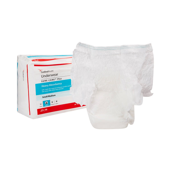 Sure Care™ Plus Unisex Adult Absorbent Underwear Pull On with Tear Away Seams Medium Disposable Heavy Absorbency (829959_CS) 100/CS
