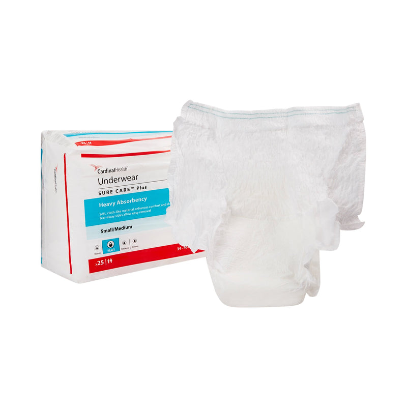 Sure Care™ Plus Unisex Adult Absorbent Underwear Pull On with Tear Away Seams Medium Disposable Heavy Absorbency (829959_BG) 25/BG