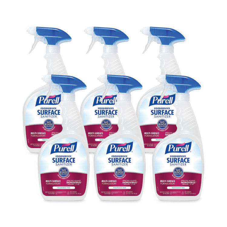 PURELL® Foodservice Surface Sanitizer, Fragrance Free, 32 oz Capped Bottle with Spray Trigger Included in Carton, 6/Carton (GOJ334106CT)