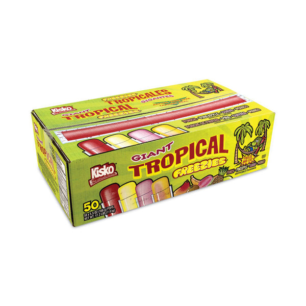 Kisko® Giant Tropical Freezies Ice Pops, 5.5 oz Tube, Fruit Punch, Guava, Mango, Pineapple, 50/Carton, Ships in 1-3 Business Days (GRR20900478)