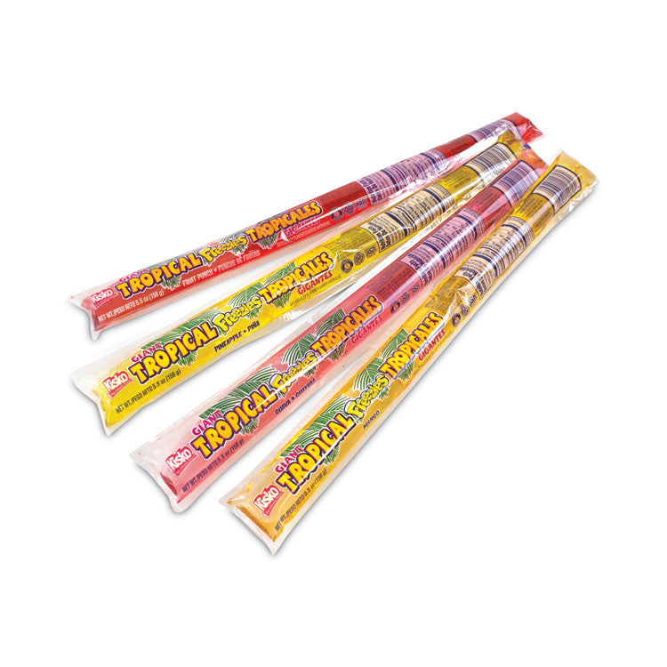 Kisko® Giant Tropical Freezies Ice Pops, 5.5 oz Tube, Fruit Punch, Guava, Mango, Pineapple, 50/Carton, Ships in 1-3 Business Days (GRR20900478)