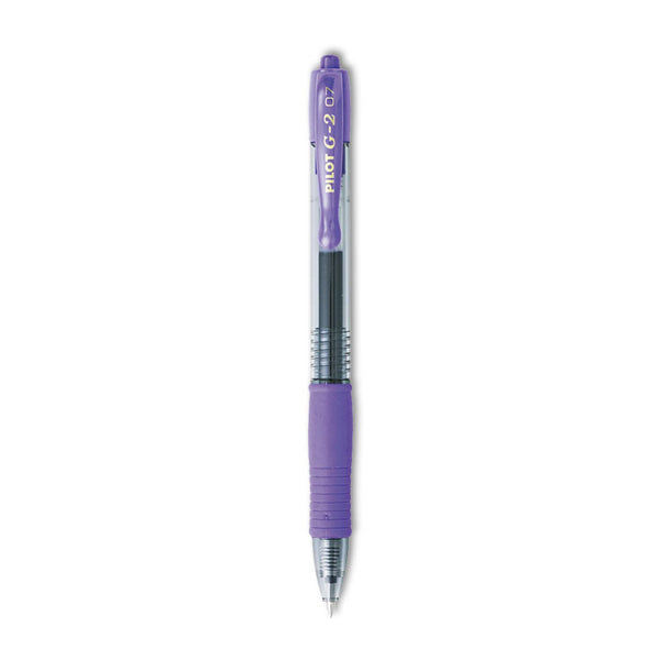 Pilot® G2 Premium Gel Pen, Retractable, Fine 0.7 mm, Purple Ink, Smoke/Purple Barrel, Dozen (PIL31029)