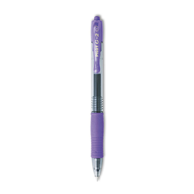 Pilot® G2 Premium Gel Pen, Retractable, Fine 0.7 mm, Purple Ink, Smoke/Purple Barrel, Dozen (PIL31029) 1 Dozen