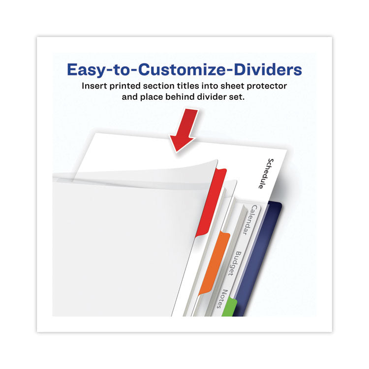 Avery® Clear Easy View Plastic Dividers with Multicolored Tabs and Sheet Protector, 5-Tab, 11 x 8.5, Clear, 1 Set (AVE16740)