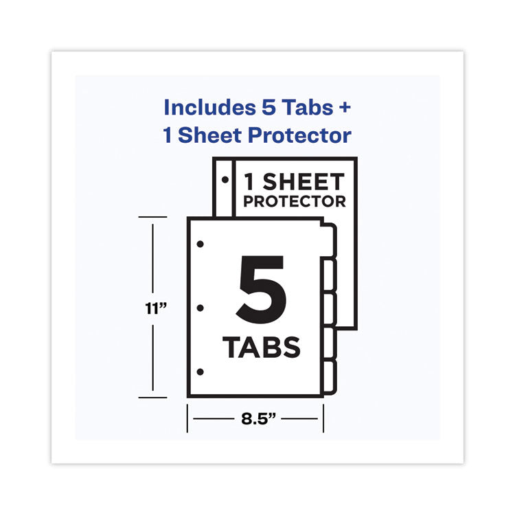 Avery® Clear Easy View Plastic Dividers with Multicolored Tabs and Sheet Protector, 5-Tab, 11 x 8.5, Clear, 1 Set (AVE16740)