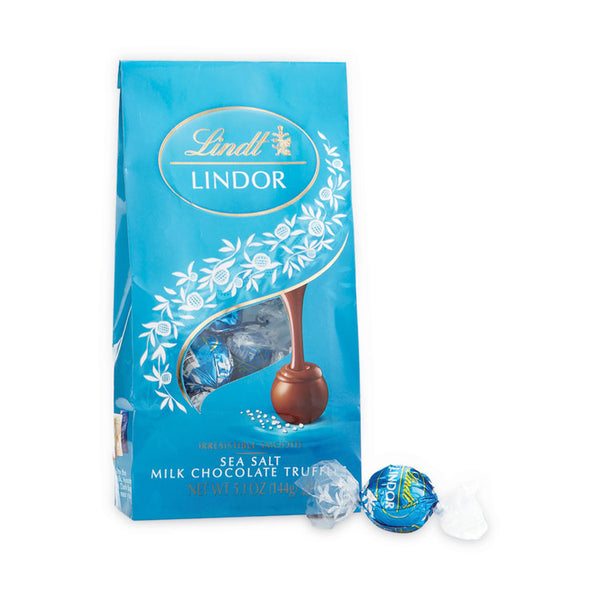 Lindt Lindor Truffles Milk Chocolate Sea Salt, 5.1 oz Bag, 3 Bags/Pack, Ships in 1-3 Business Days (GRR30101012) Each