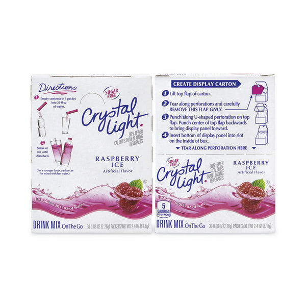 Crystal Light® On-The-Go Sugar-Free Drink Mix, Raspberry Ice, 0.08 oz Single-Serving Tube, 30/Pk, 2 Packs/Carton, Ships in 1-3 Business Days (GRR30700152)