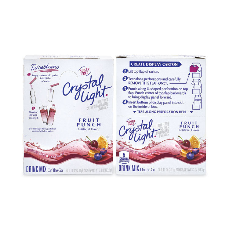 Crystal Light® On-The-Go Sugar-Free Drink Mix, Fruit Punch, 0.11 oz Single-Serving Tubes, 30/Box, 2 Boxes/Carton, Ships in 1-3 Business Days (GRR30700156)