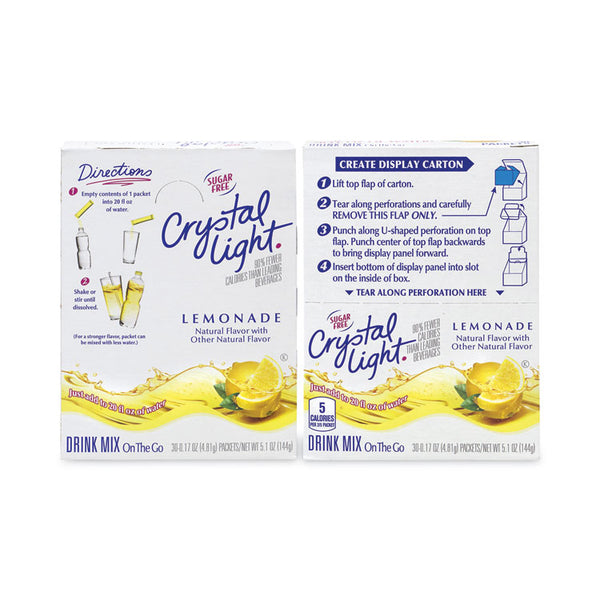 Crystal Light® On-The-Go Sugar-Free Drink Mix, Lemonade, 0.17 oz Single-Serving Tubes, 30/Pack, 2 Packs/Carton, Ships in 1-3 Business Days (GRR30700153)