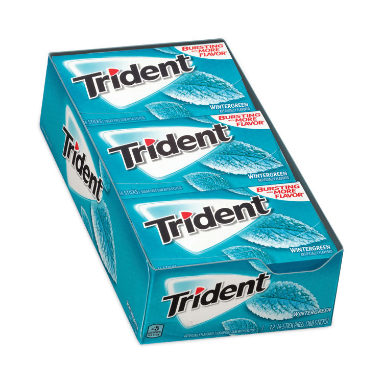 Trident® Sugar-Free Gum, Wintergreen, 14 Sticks/Pack, 12 Packs/Carton, Ships in 1-3 Business Days (GRR30400058)