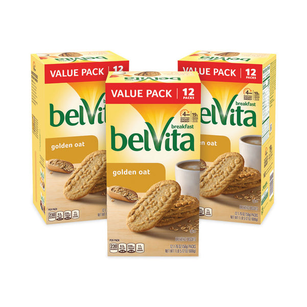 Nabisco® belVita Breakfast Biscuits, Golden Oat, 1.76 oz Packet of 4, 12 Packets/Box, 3 Boxes/Carton, Ships in 1-3 Business Days (GRR30700147)
