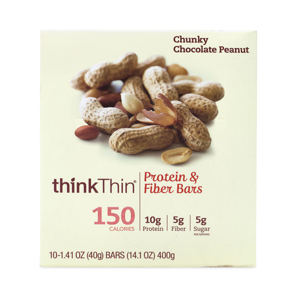 thinkThin® High Protein Bars, Chunky Chocolate Peanut, 1.41 oz Bar, 10 Bars/Carton, Ships in 1-3 Business Days (GRR30700116)