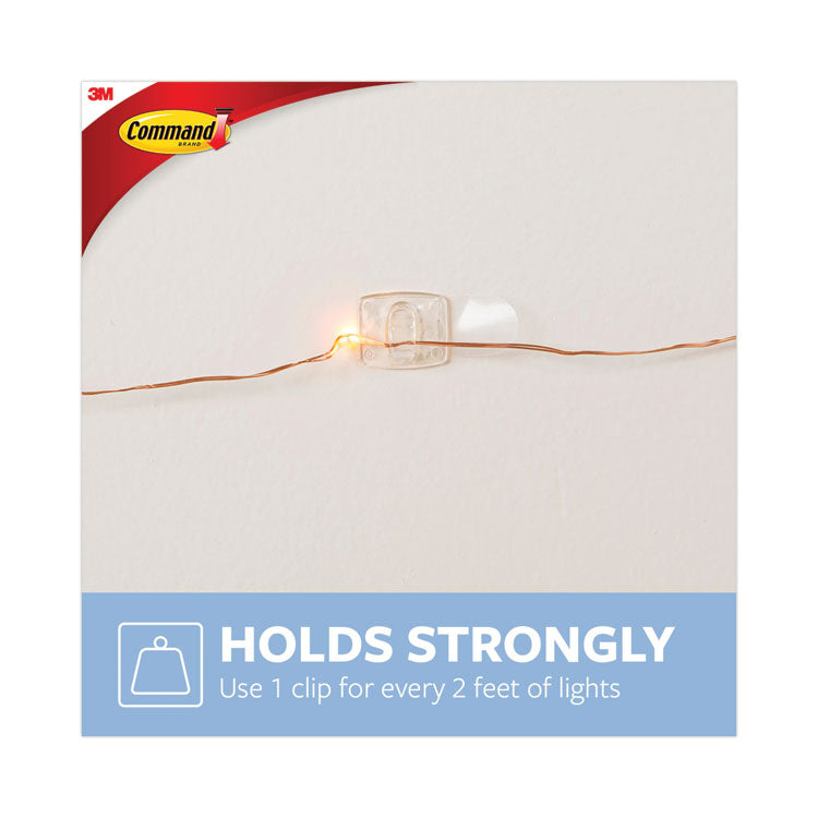 Command™ Clear Hooks and Strips, Decorating Clips, Plastic, 0.1 lb Capacity, 20 Clips and 24 Strips/Pack (MMM17026CLRES) Pack of 20
